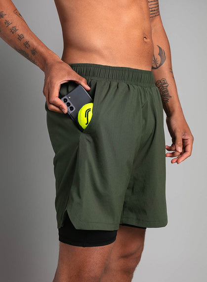 RS MEN'S PERFORMANCE SHORTS 2 IN 1 DEEP GREEN